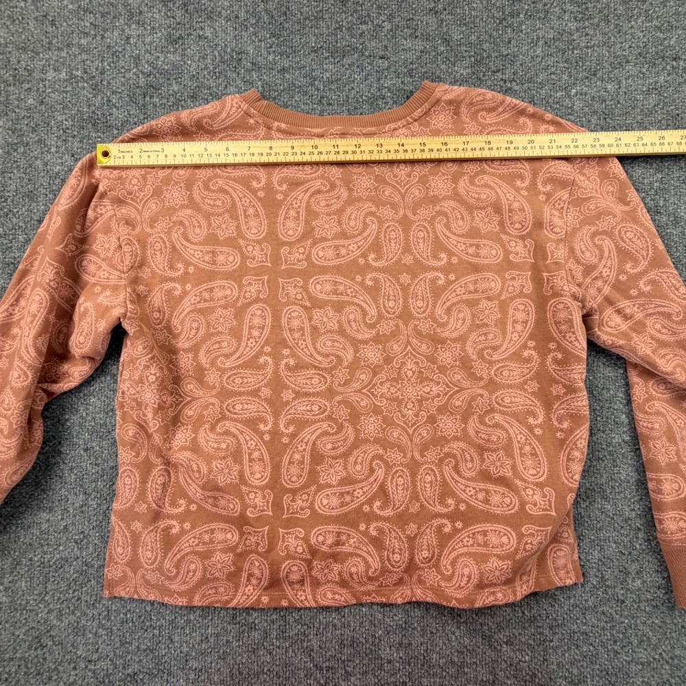 Lucky Brand Womens Paisley Crewneck Sweatshirt Terracotta Pink Large Relaxed Fit - Picture 8 of 9